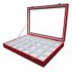 24 Compartment Pendant Display Tray , Velvet Jewelry Tray Red / White Faux Suede