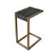 ISO Wood Living Room Coffee Table Bronze C Shaped Side Table Oak Veneer