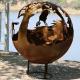 Outdoor 6mm Thick Rusted Steel Fire Pit Balls Sphere Packing Wooden Box