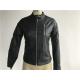 Female Black Polyurethane Leather Biker Jacket With Polished Silver Zip LEDO1731