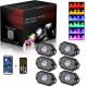 LED Bluetooth RGB 4pods Car Underglow Lights Rock Flashing