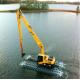 Cat 320dl Komatsu PC200 Amphibious Excavator Long Boom Arm Digging The River Canal