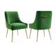 Restaurant Wedding Dining Chairs Emerald Green Velvet Fabric Metal Designer