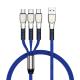 Denim Braided USB 2.0 Charging Cable Zinc Alloy Blue Black Red Color