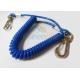 Bungee Coiled Lanyard Cord Tether Blue Covered Stop Falling With Snap To Snap Design