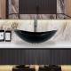 High Glossy Black Tempered Glass Sink Boat Shape Table Top Bathroom Glass Wash Basins