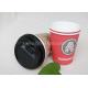 Disposable Food Grade Single Wall Paper Cups PE Coated With Lids For Coffee / Tea