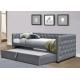 Full Size Velvet Upholstered Daybed Pull Out Trundle Bed Single Chesterfield Grey Plush