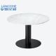 White Top Black Base Odm Small Round Marble Dining Table 105cm Dia