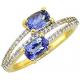 Shop LC Women Platinum Yellow Gold Blue Tanzanite Birthstone Zircon Ring Size 8 Gifts