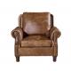 Retro Style High Back Leather Armchair Super Comfortable Foam Strong Solidwood Frame