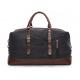 Large Casual Black Waxed Leather Canvas Travel Duffel Bags