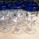 Blue Rim Mexican Drinking Glass Crystal Wine Glass , Red Glass Wine Glasses
