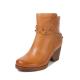 S025 New rivet leather short boots original handmade thick heel classic versatile high heel casual women
