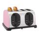 Pink Stainless Steel 4 Slice Toaster Pop Up Bread Toaster With 4 Slot