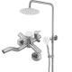 Modern Wall Mount Brushed Single Handle Stainless Bathroom Bath Shower Column Faucets Set
