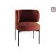 Red Velvet Upholstered Arm Chair With Black Painted Metal Frame