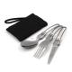 Stainless Steel Camping Dinnerware Set with Silver Cutlery Fork and Spoon Included