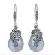 Retro Jewelry Thai 925 Silver with Marcasite White Opal Earrings(LR1036WHITE)