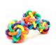 9cm Knitted Ball Plastic Pet Toys Food Grade TPR With Bell Rainbow Colorful