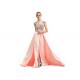 Peach Color Muslim Wedding Bridesmaid Dress Split Ball Gown Tapestry Fabric Type