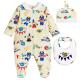 Baby Coming Home Set Newborn Long Sleeve Printed Romper + Bib + Hat 3 Pieces Baby Clothes Set