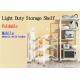 White Foldable Steel Rack , Mobile Light Duty Metal Storage Rack On Wheels