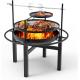 32'' Steel Barbecue Outdoor Wood Burning Fire Pit Backyard With Cooking Grill