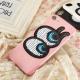 Soft Plaid PU Lovely Big Eyes Cell Phone Case Back Cover for iphone 7 7 plus 6s 6 plus