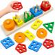 Bright Colored Educational Wooden Sorting And Stacking Toys For Toddlers And Kids
