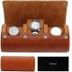 Watch Travel Case, Watch Roll for 3 Watches,Premium Faux Leather, Gift-box packaging【Brown】