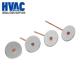 Copper plated 14GA 63.5mm Cup head weld pins with paper washers for insulation coated fabric
