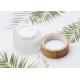 Cylinder Glass Cosmetic Cream Jar Container With Bamboo Screw Cap 50ml