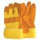 yellow cotton back half lining protective Cow Leather Gloves 11020