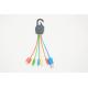 Colorful 1 USB to 4 outputs ABS Cable for Mobile Phone Charging with Carabiner