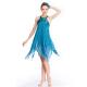 Sequins Halter Neck Lyrical Dance Wear Dress Two Layers Dance Costumes Back Straps Crossing Competition Wear