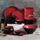 Savall Vintage Red Colored Porcelain Dinnerware Set for Restaurant
