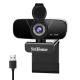 1080P Webcam With Dual Microphone Privacy Cover - Auto Focus Computer Camera Laptop Desktop USB PC Web Cam