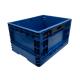 Blue ESD Foldable Storage Box Plastic Attached Lids Turnover Crate