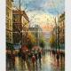 Contemporary Paris Street Scene Canvas Painting Palette Knife Stretching Frame