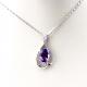 White Gold Plated 7mmx9mm Amethyst Cubic Zircon Pendant Necklace (PSJ0390)
