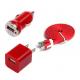 USB Home AC Wall charger+Car Charger+8 Pin Sync USB Cord for iPhone 5 5S 5C 5G Red