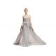 Floor Length O Neck Prom Wedding Dresses / Grey Beading Muslim Evening Dress