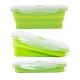Refrigerated Refrigerator Storage Soft Silicone Sectioned Green Healthy Lunch Box for office with personal logo 4 compartments