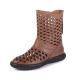 S143 2020 new hollow high-top retro ethnic handmade women's shoes fashion leather breathable sandals boots factory direc
