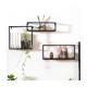 PU Leather Cover Modular Wrought Iron Metal Floating Wall Shelves for Home Decorative