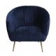 Modern Blue 88CM Velvet Fabric Armchair With Stainless Steel Legs