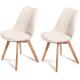 Armless Leisure Upholstered Kitchen Chairs With Sturdy Solid Beech Wooden Legs Scratch Resistance