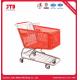 180L Plastic Trolley Basket ISO9001 Grocery Shopping Cart With Wheels