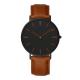 Brown Mens Stainless Steel Watches Leather Quick Release Watch Strap